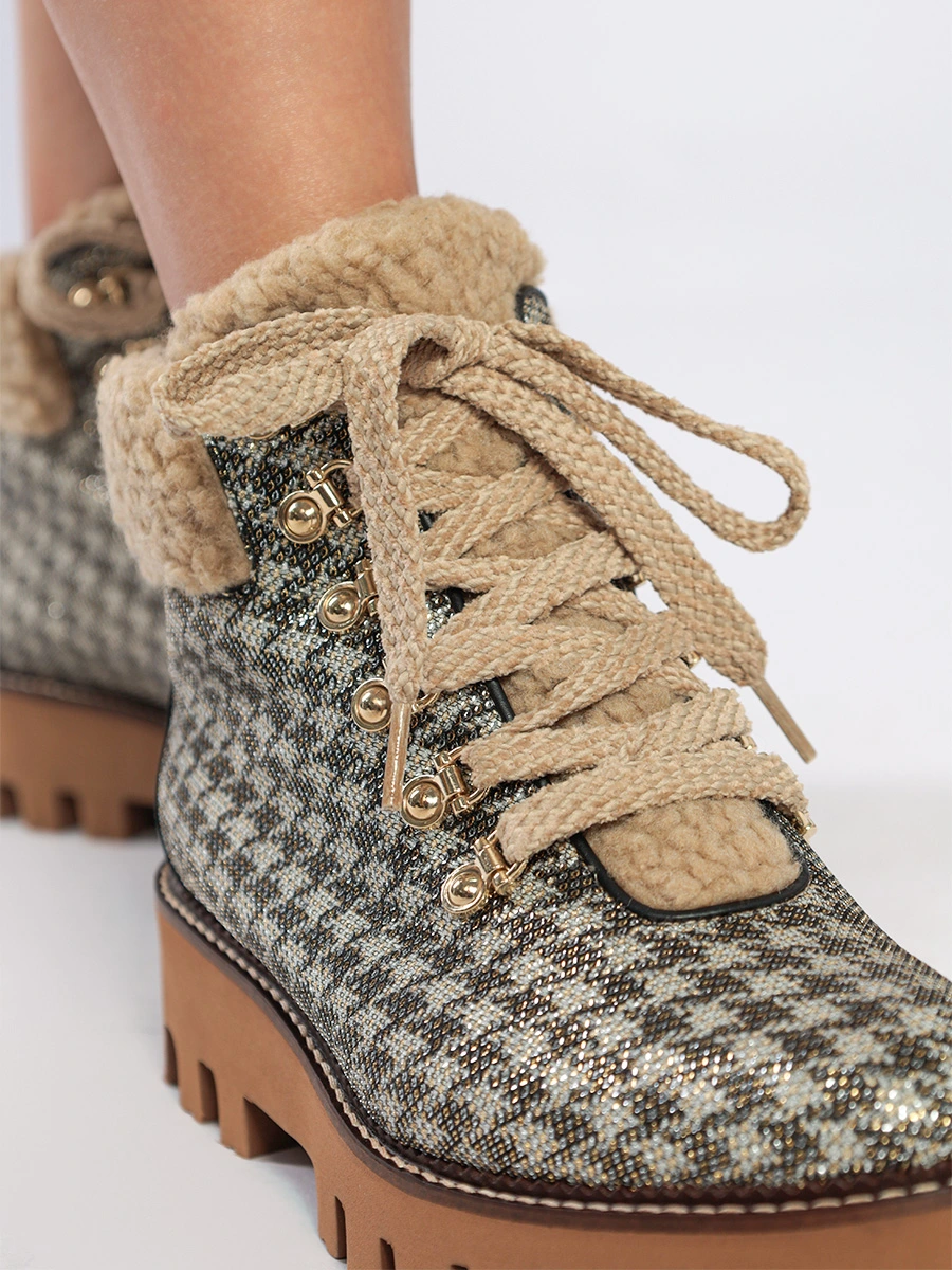 Текстильные ботинки с узором pied-de-poule